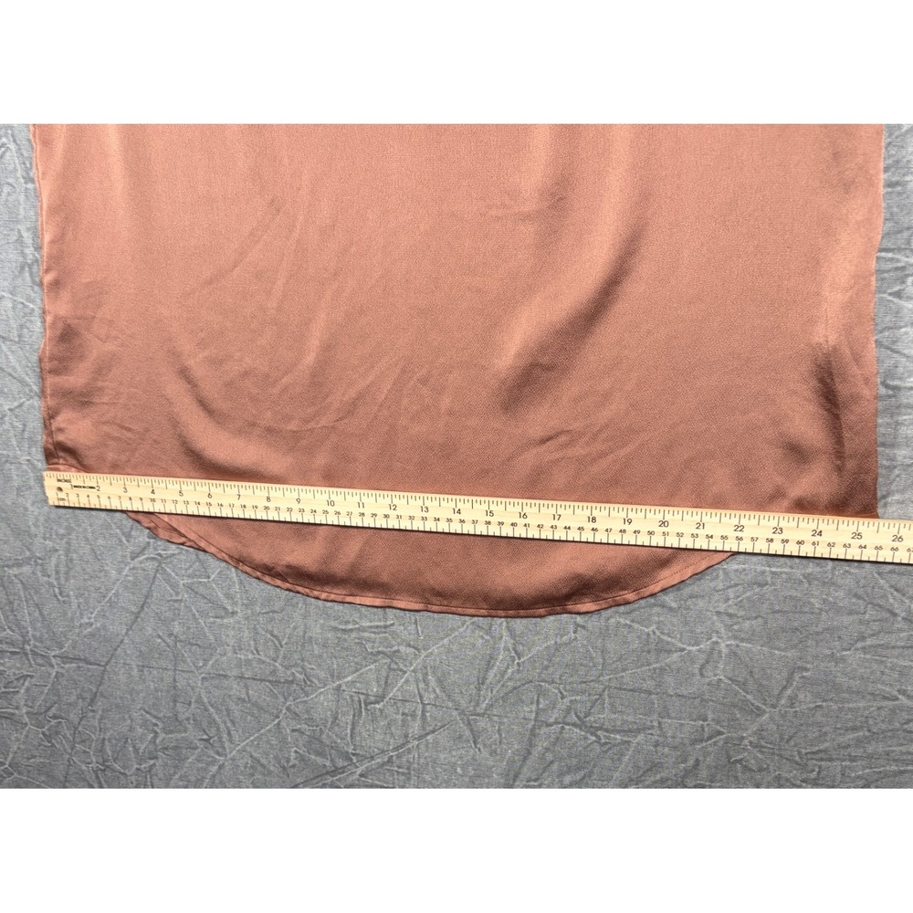 Liz Claiborne Blouse Women XL Brown Satin Sleeveless Pleated Neck Shell Top - Picture 5 of 7